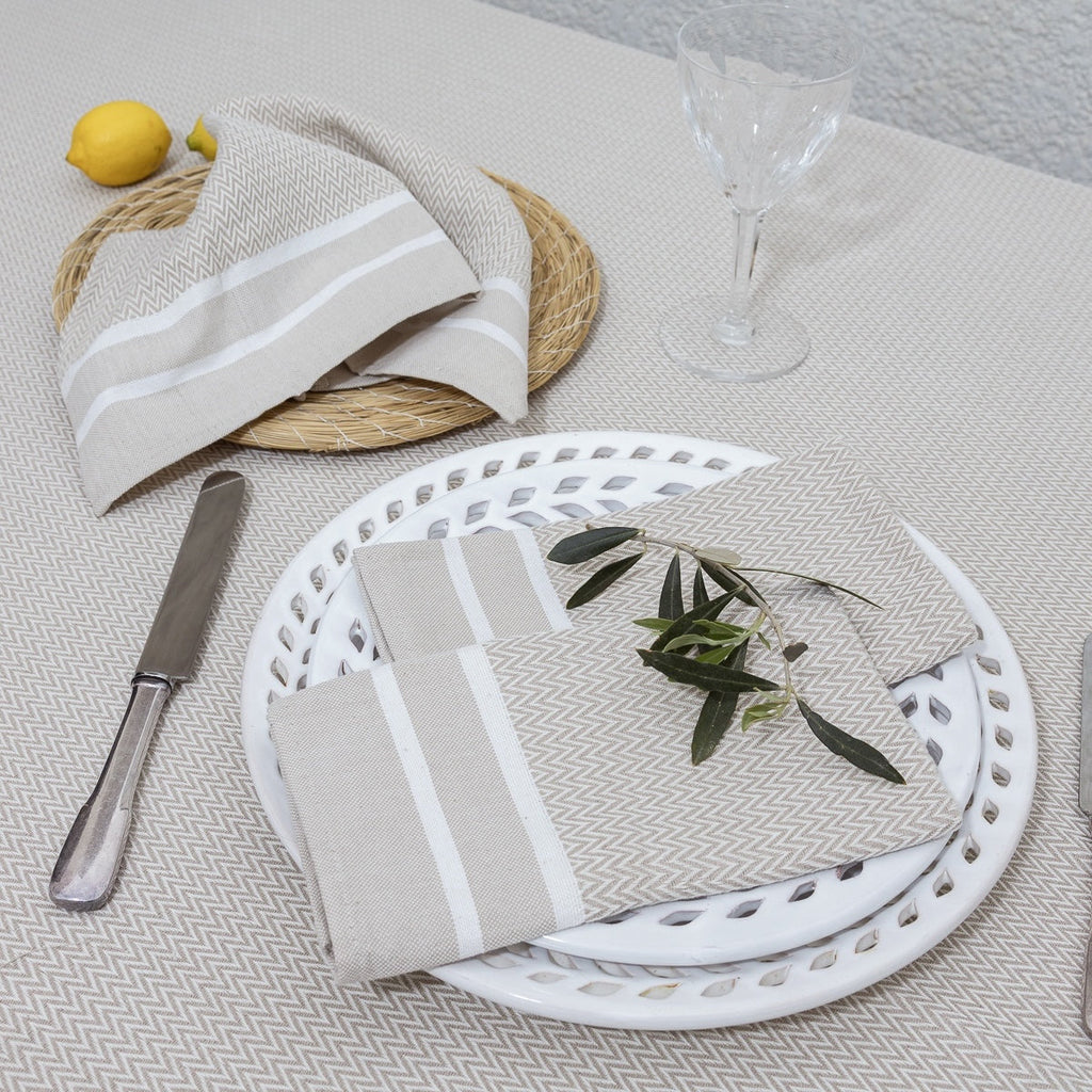 Sienna - Nappe + 8 Serviettes - Beige