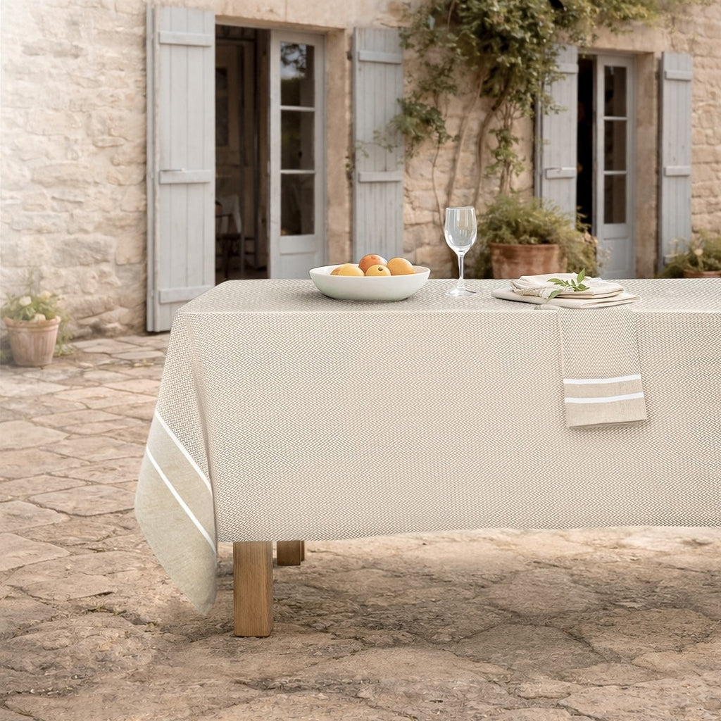 Sienna - Nappe + 8 Serviettes - Beige