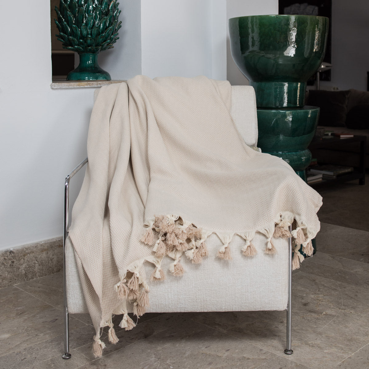 Megeve - Set De 2 Plaids - Coton - Taupe Clair