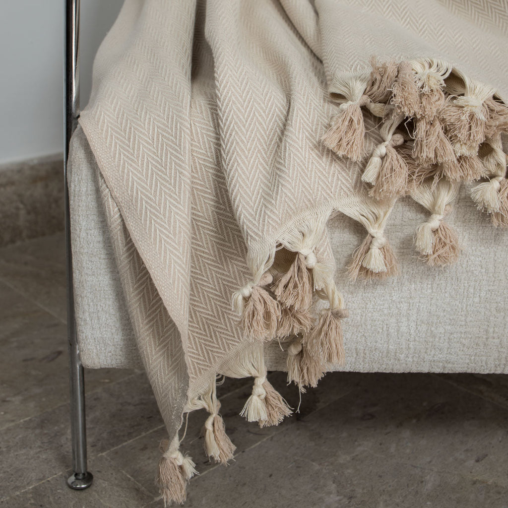 Megeve - Set De 2 Plaids - Coton - Taupe Clair