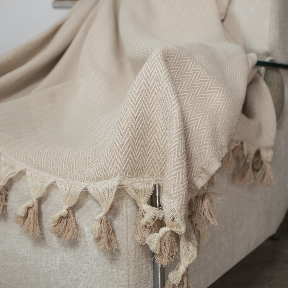 Megeve - Set De 2 Plaids - Coton - Taupe Clair