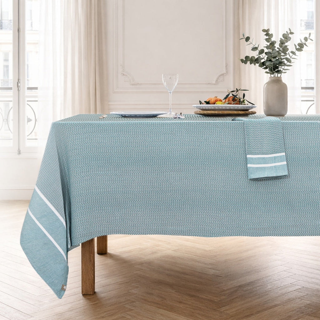 Mantel + 10 Servilletas Sienna - Azul Petróleo - Algodón