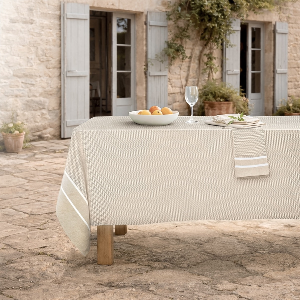 Sienna - Nappe + 10 Serviettes - Beige