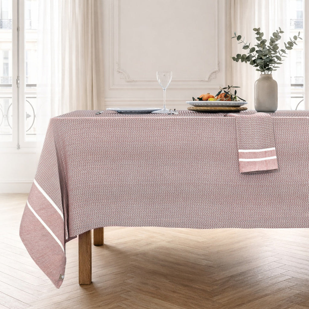 Sienna - Nappe + 10 Serviettes - Rouge Tomette