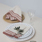 Mantel + 10 Servilletas Guetary - Lino Beige / Rojo Tomette - Algodón