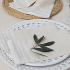 Guetary - Nappe + 10 Serviettes - Beige Lin/Blanc