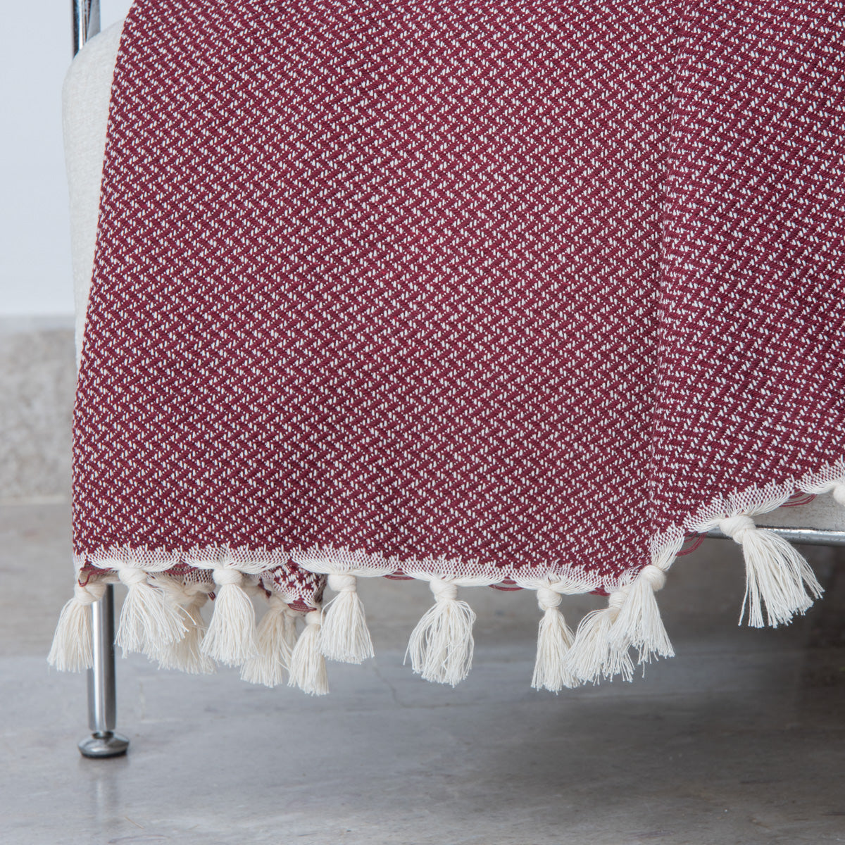 Zermatt - Plaid - Coton - Rouge Bordeaux