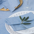 Colette - Nappe + 8 Serviettes - Bleu Grec