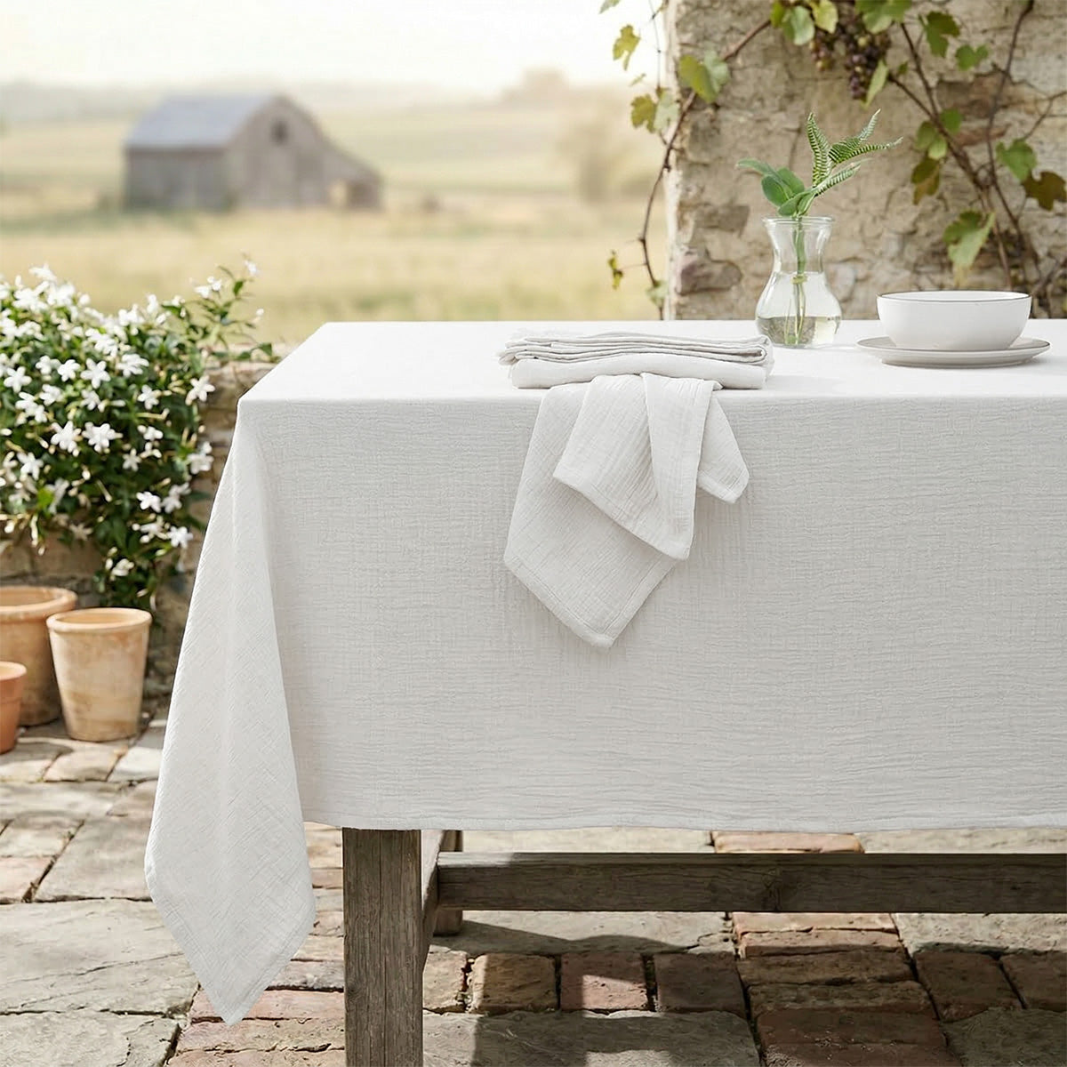 Alma - Lot De 4 Serviettes De Table - Blanc