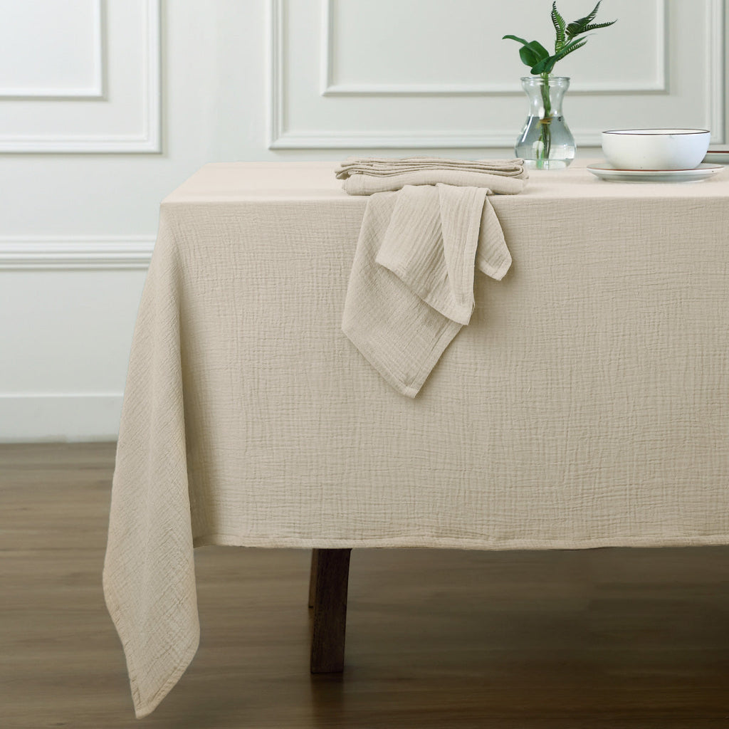 Alma - Nappe + 4 Serviettes - Beige Clair