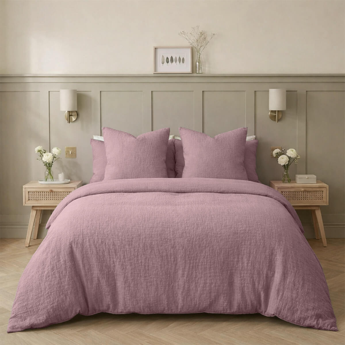 Alma - Parure De Lit - Gaze De Coton - Bois De Rose
