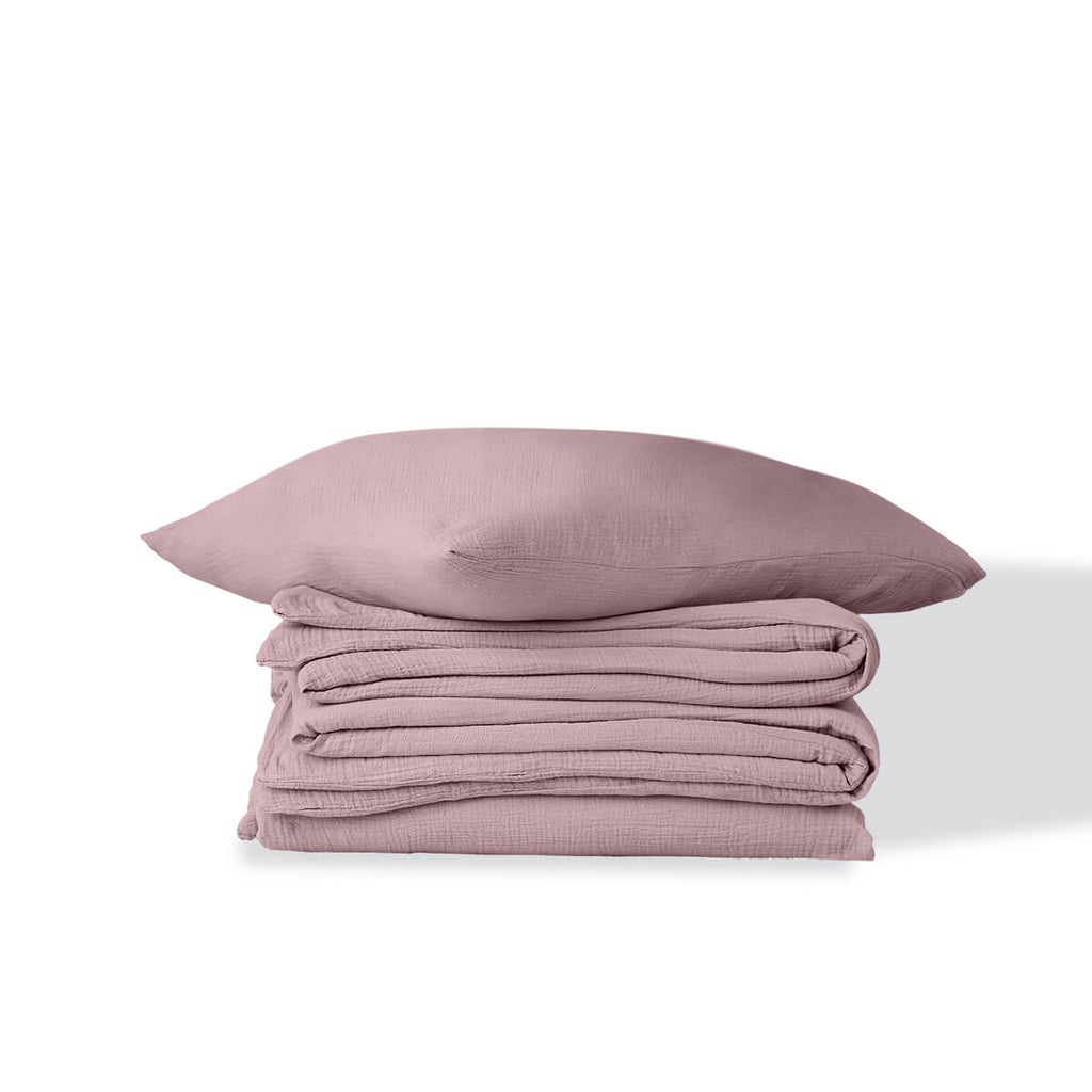 Alma - Parure De Lit - Gaze De Coton - Bois De Rose