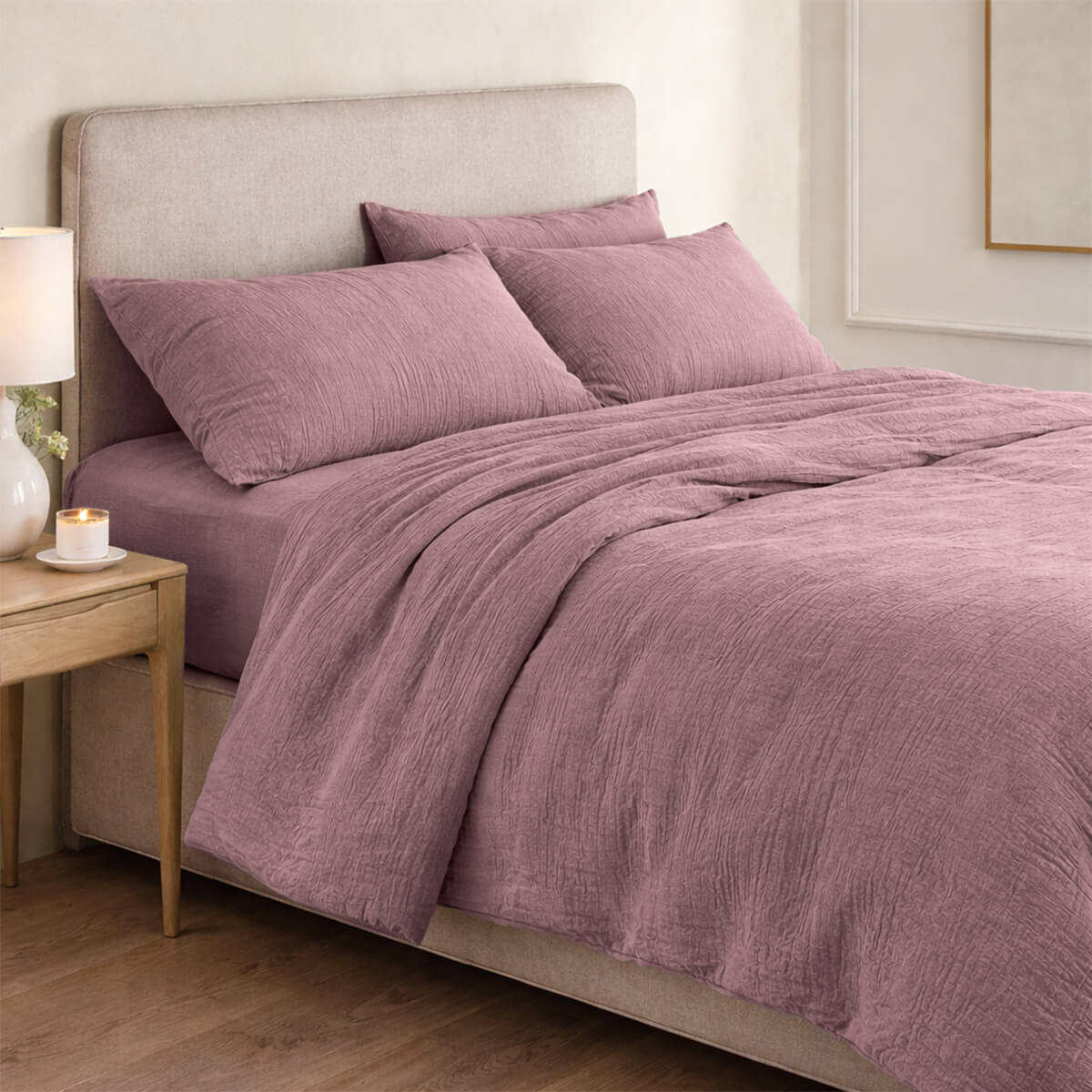 Alma - Parure De Lit - Gaze De Coton - Bois De Rose