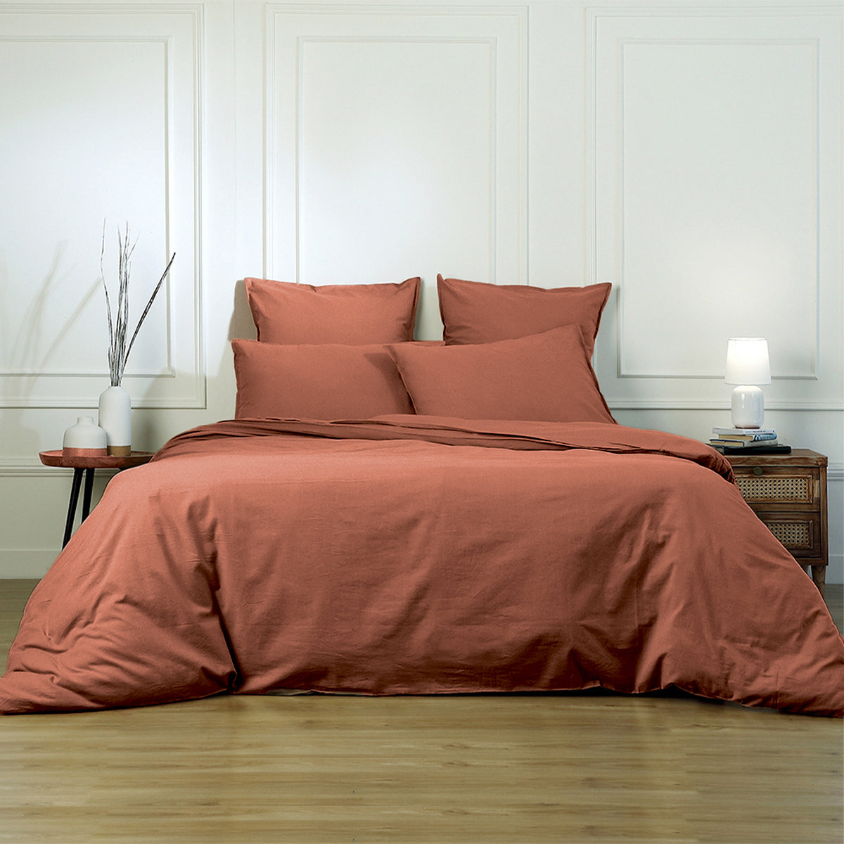 Luna - Taie D'Oreiller (X2) - Coton Lavé - Terracotta