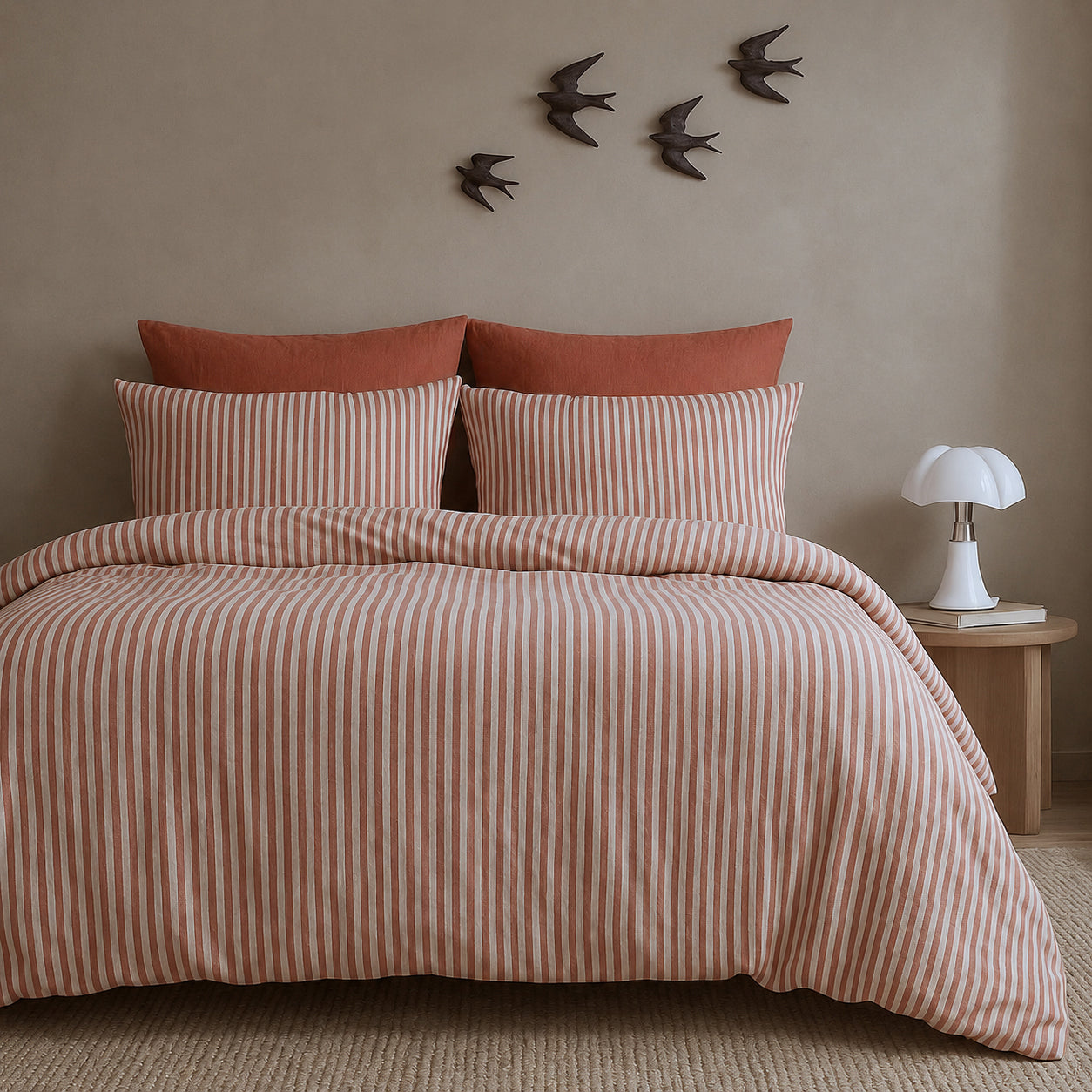 Lunar - Taie D'Oreiller (X2) - Coton Lavé - Terracotta