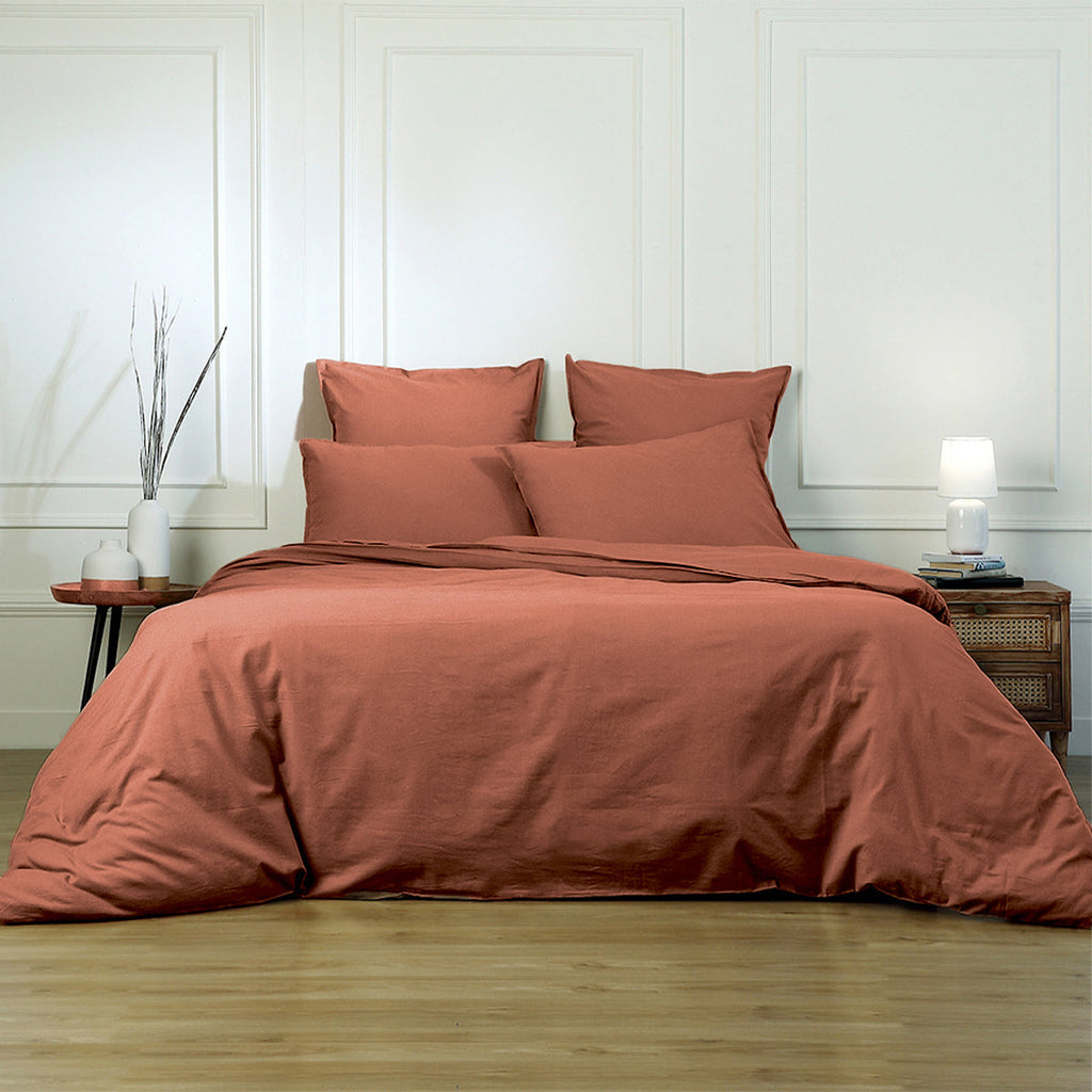 Luna - Taie D'Oreiller (X2) - Coton Lavé - Terracotta