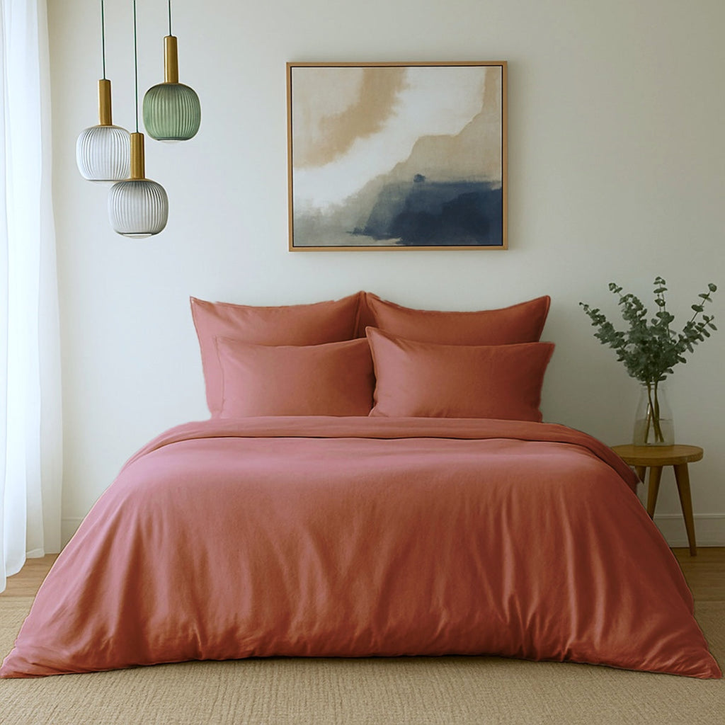 Gaia - Duvet Cover - Washed Organic Cotton Sateen - Terracotta