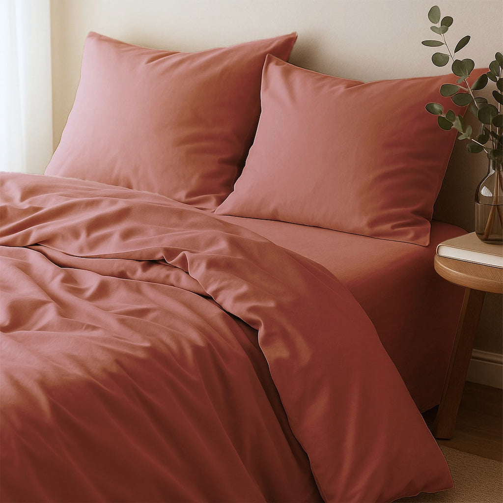 Gaia - Duvet Cover - Washed Organic Cotton Sateen - Terracotta