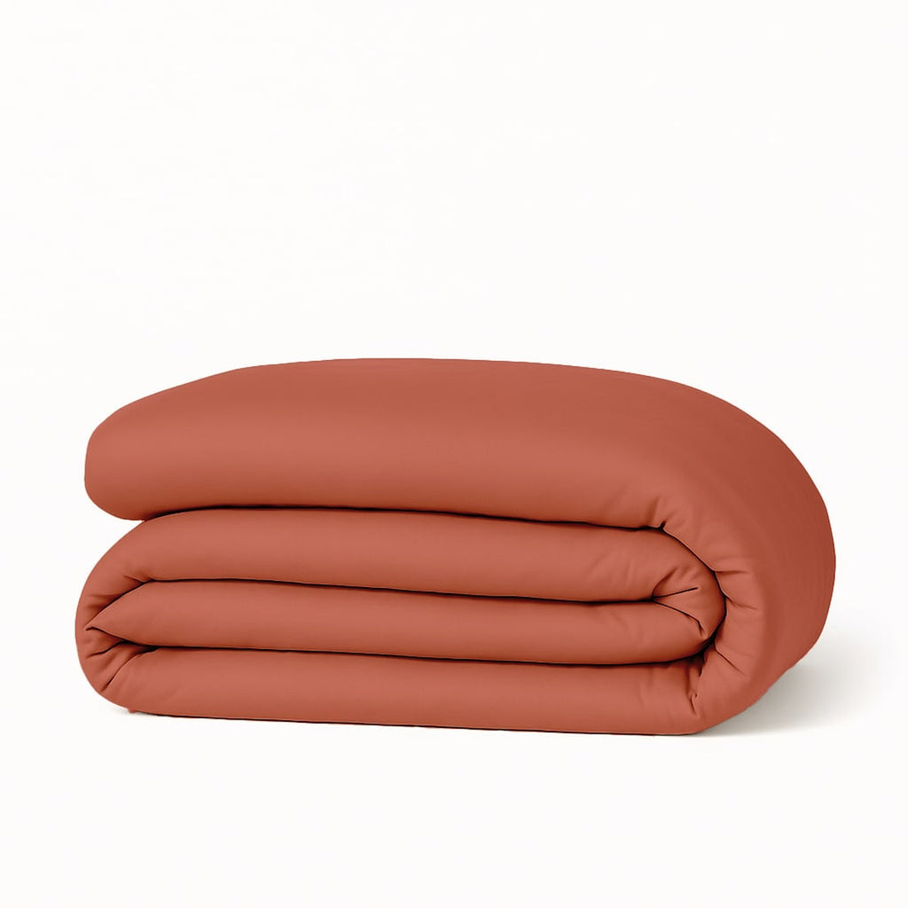 Gaia - Bed Linen Set + Pillowcases - Organic Cotton Washed Satin - Terracotta