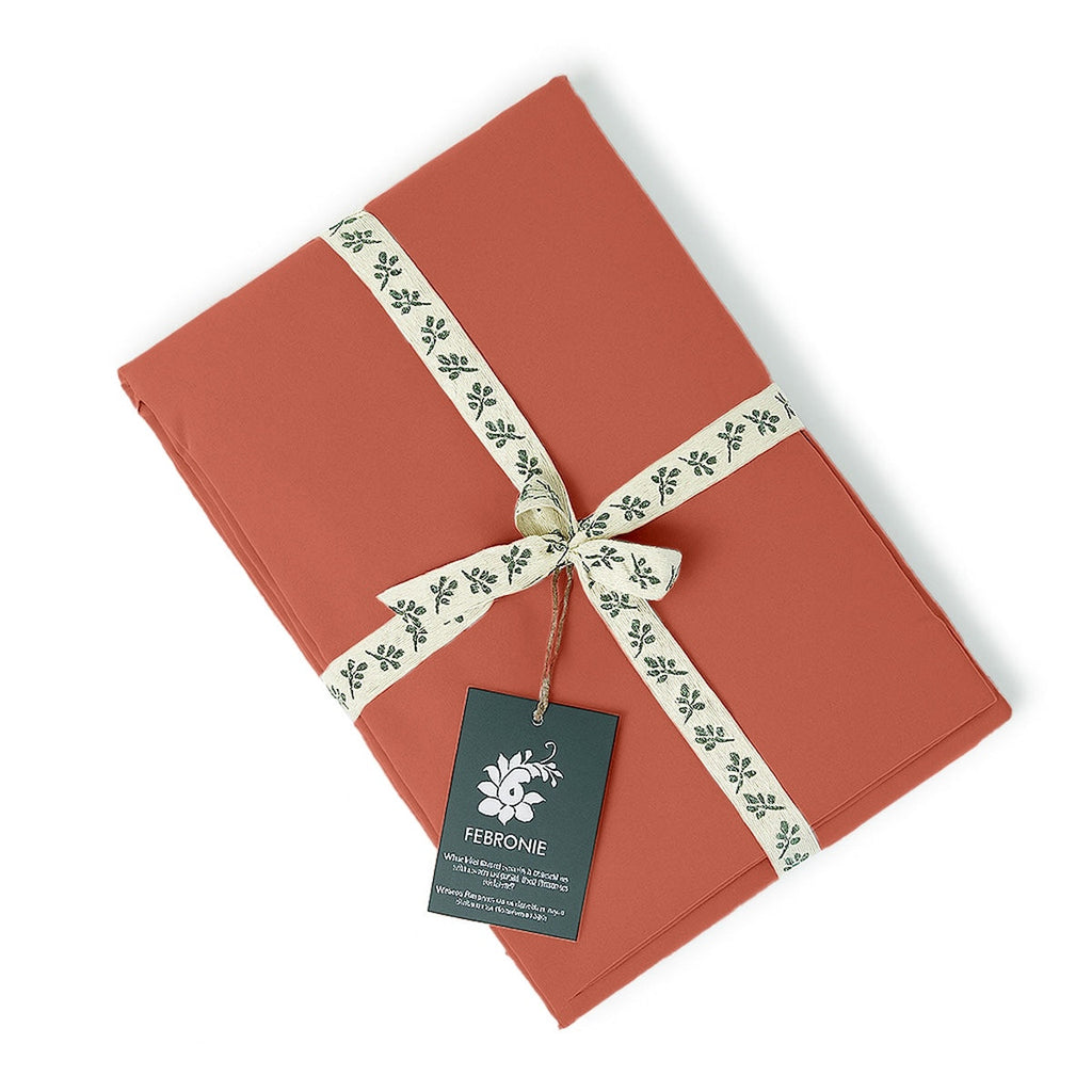 Gaia - Bed Linen Set + Pillowcases - Organic Cotton Washed Satin - Terracotta
