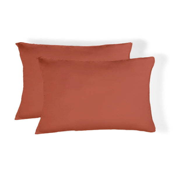 Gaia - Funda De Almohada (X2) - Satén Lavado De Algodón Orgánico - Terracotta