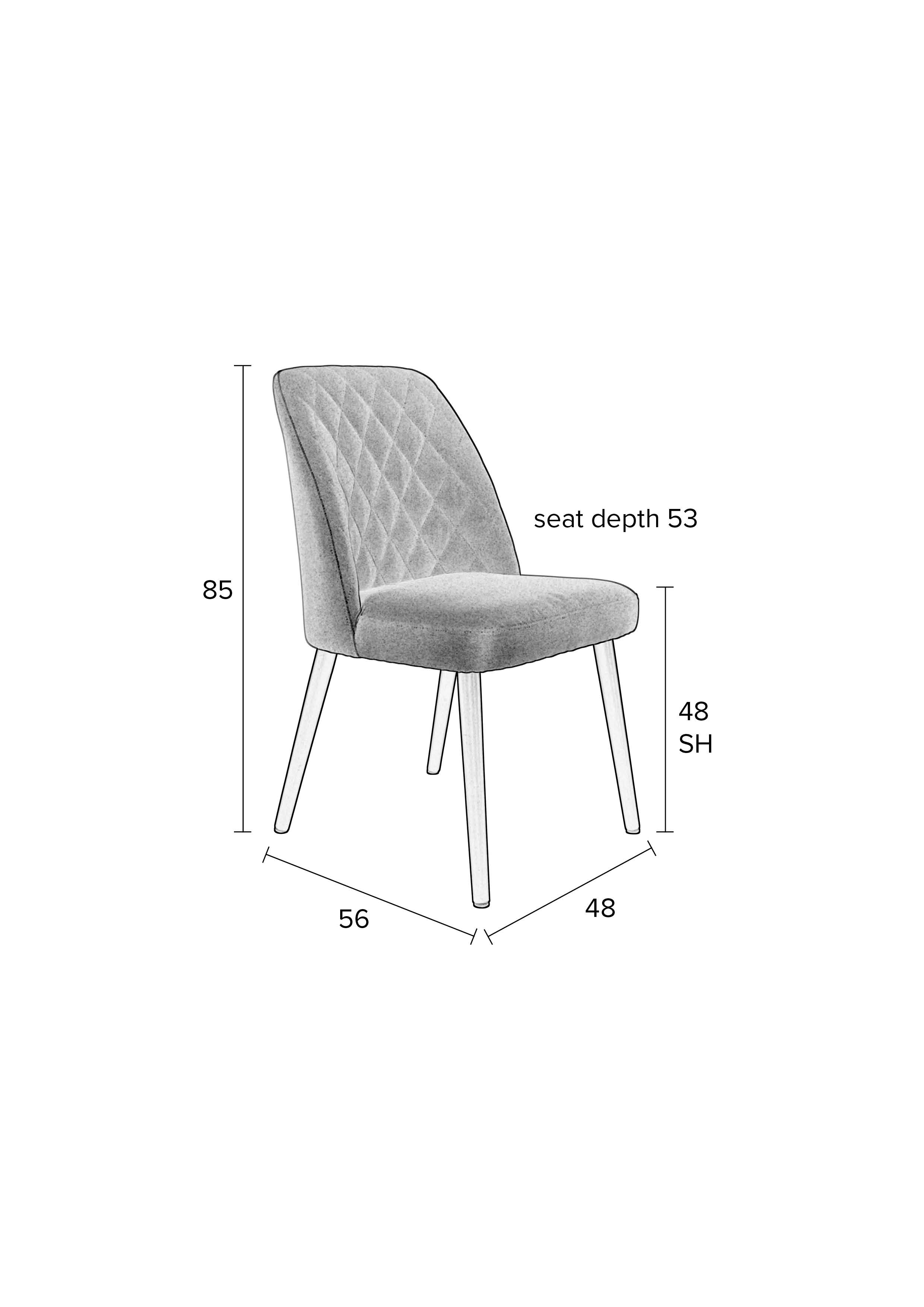 Conway - Chaise De Salle À Manger - Tissu - Gris Foncé