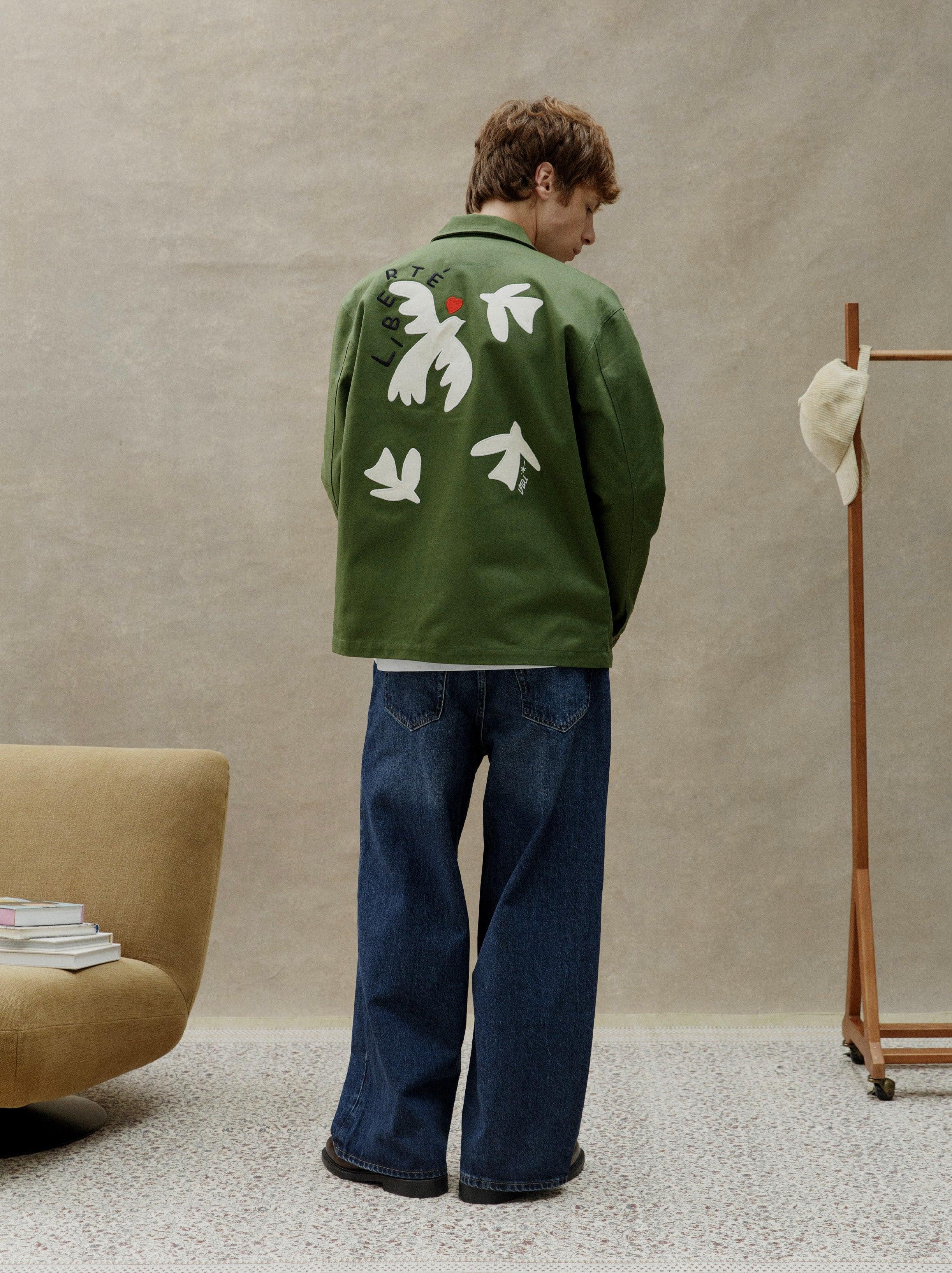 Unisex Embroidered Jacket Painter Olive