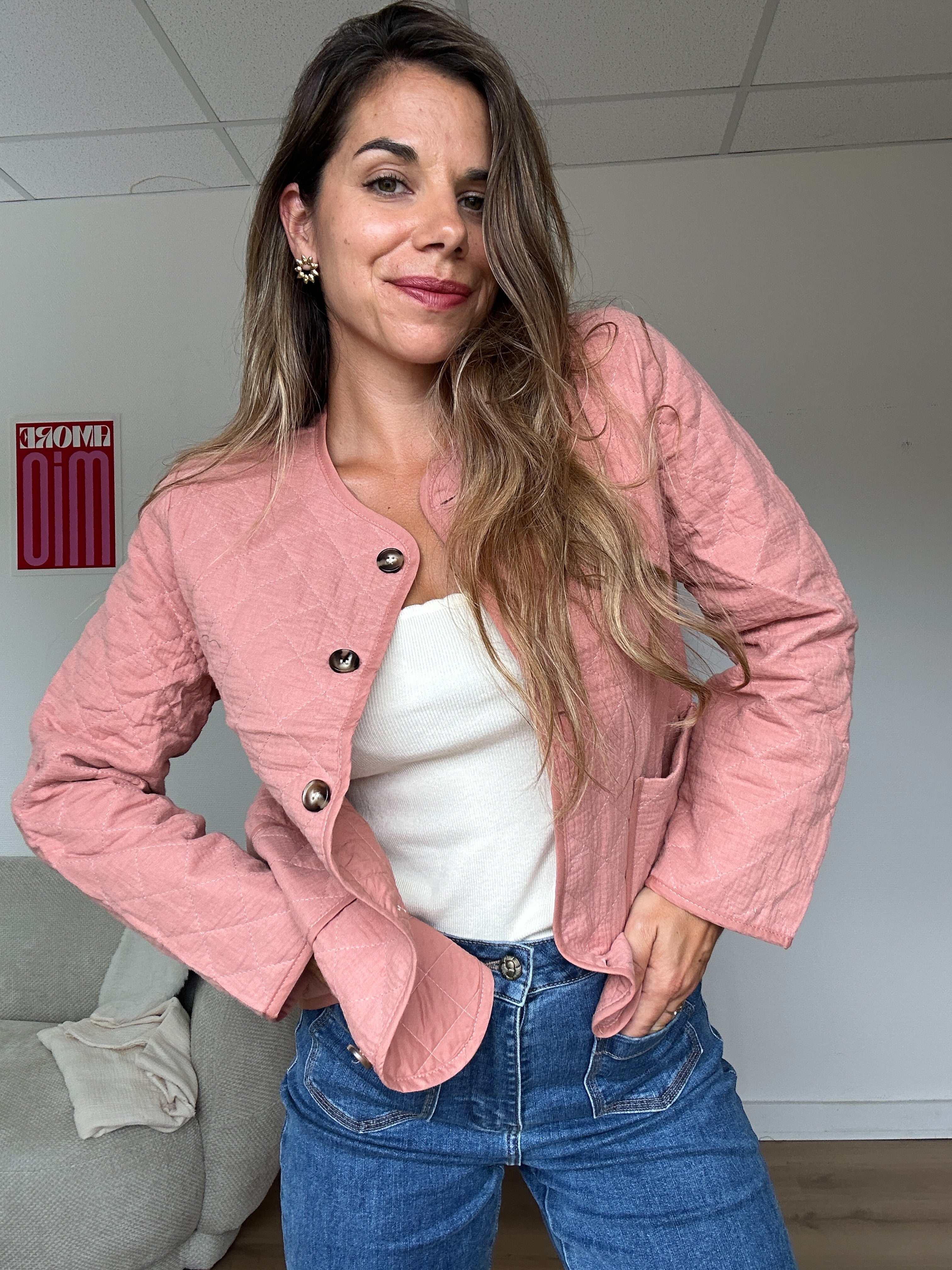 Veste Matelassée Rose