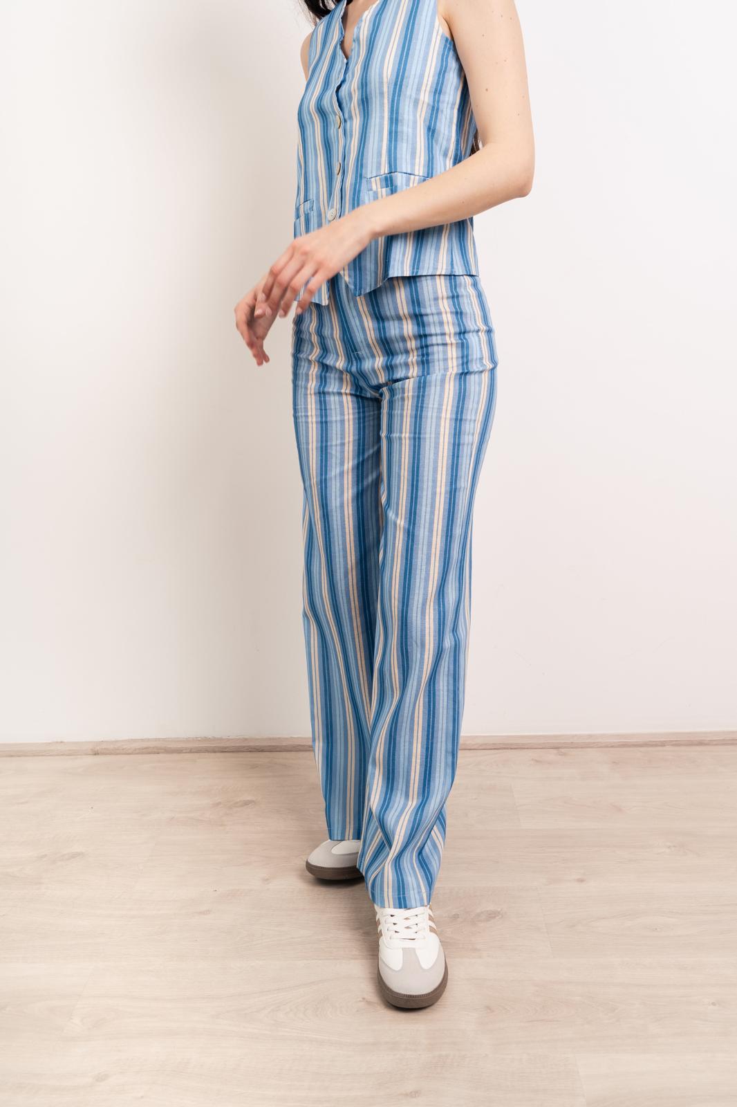 Ana Blue Linen Trousers