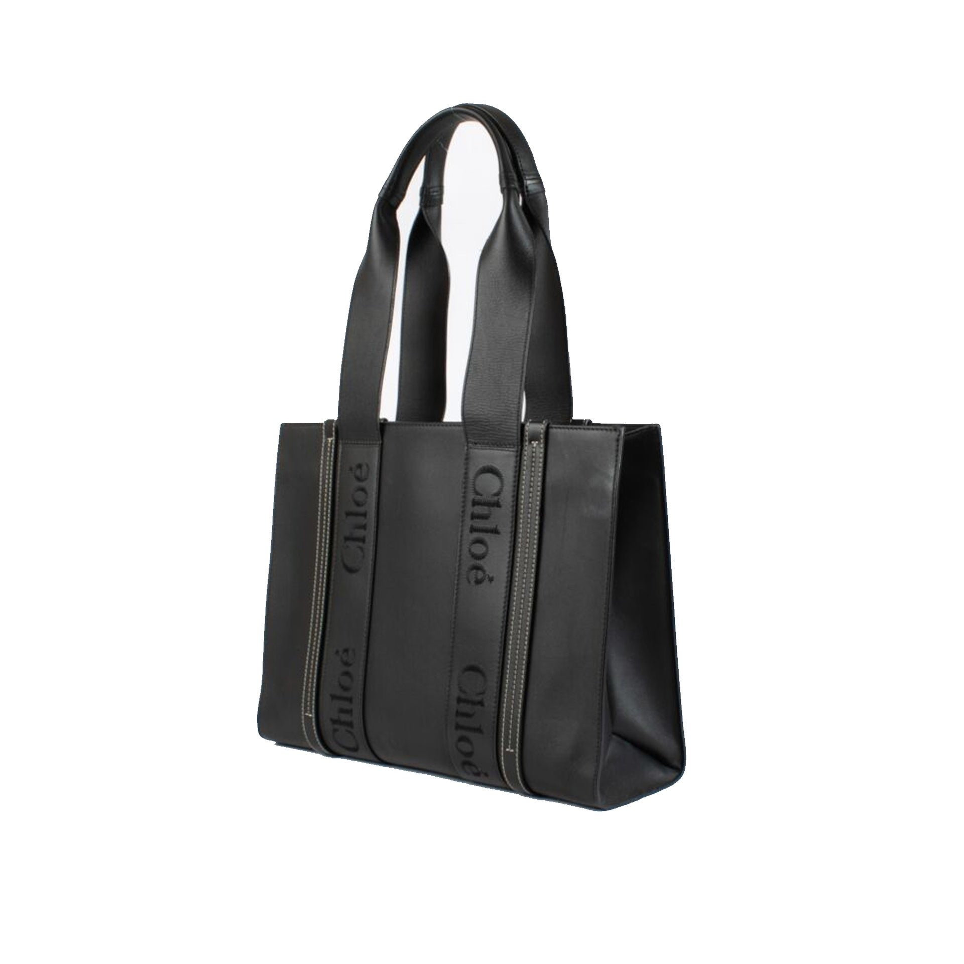 Chloe - Bolso tote Woody mediano de piel - Mujeres - Negro