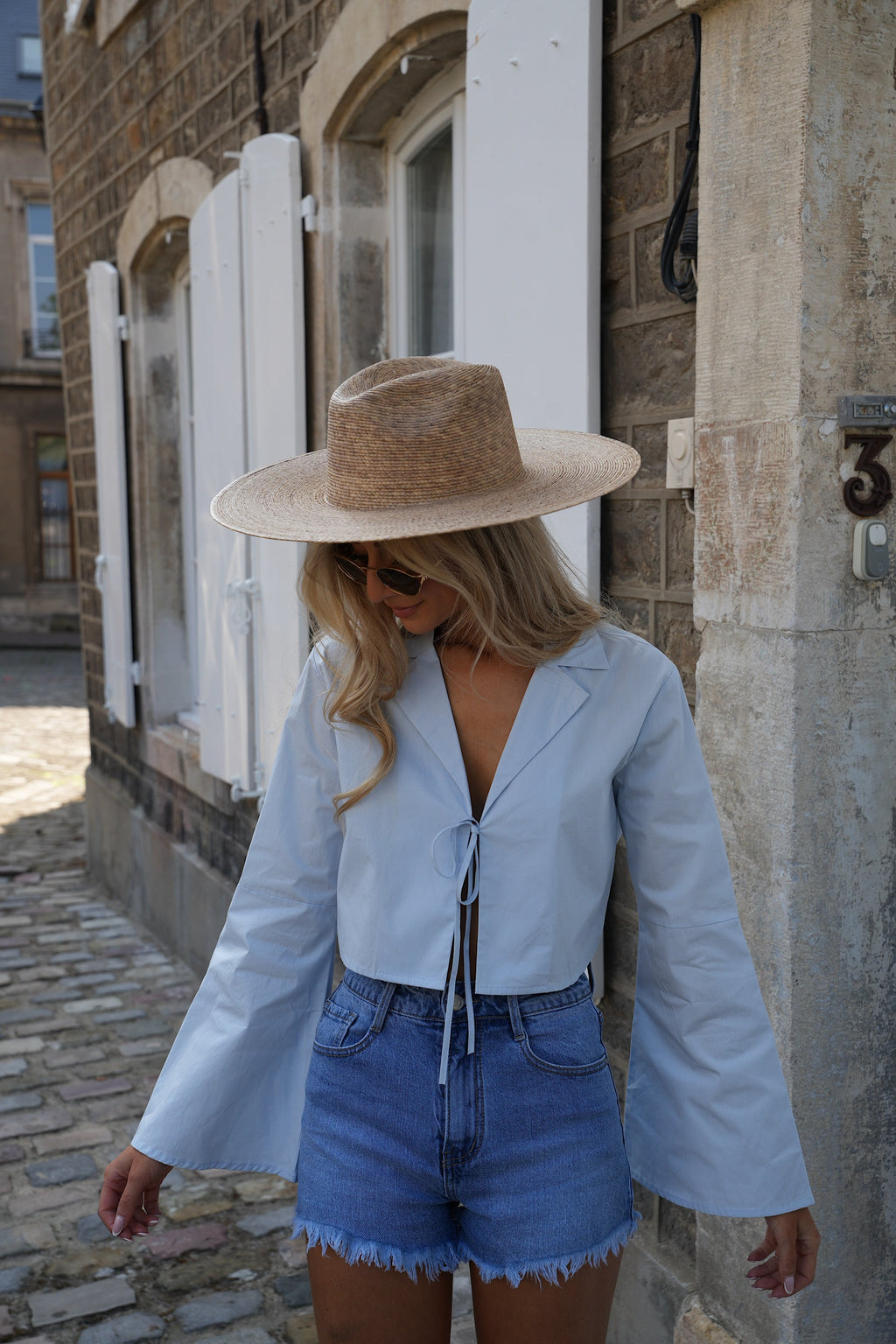 Blouse Courte Cally - Bleue