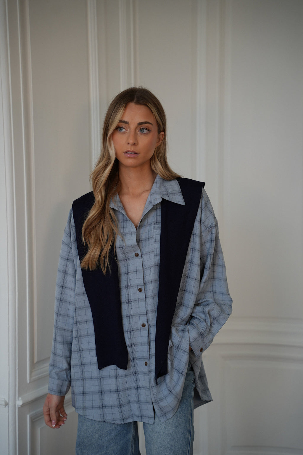 Ensemble Chemise/Pull Brittany - Bleu