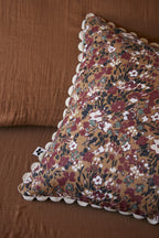 Removable Cover Printed Cotton Gauze Cushion - Capucine - Camel