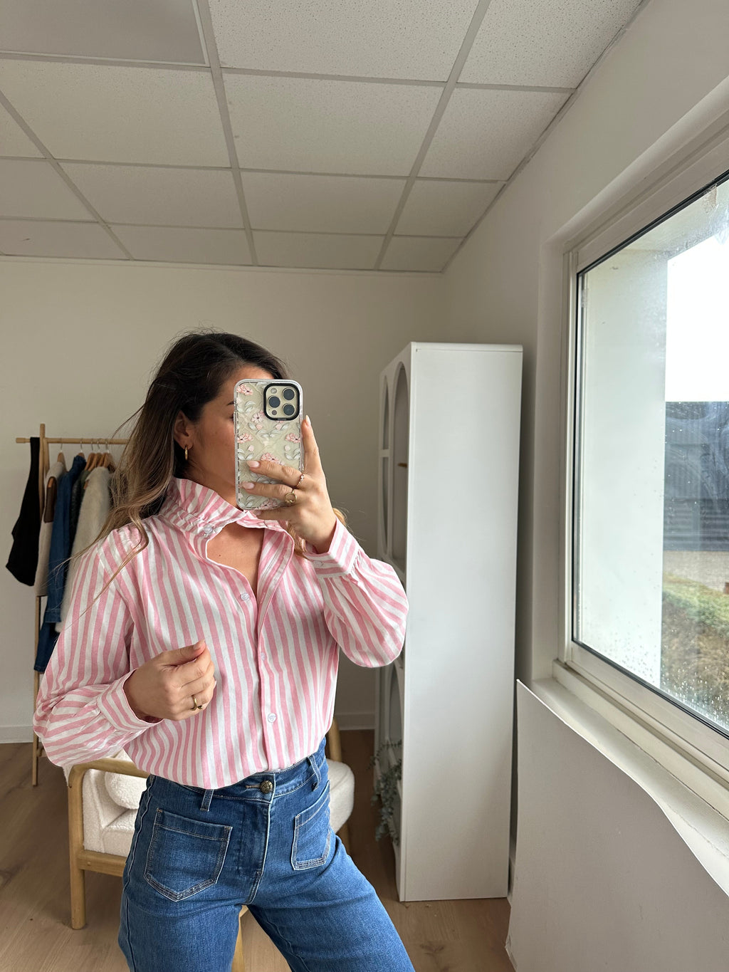 Colette Pink And White Striped Blouse