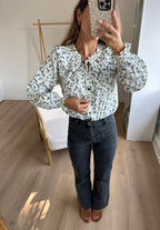 Maria floral wide-collar blouse