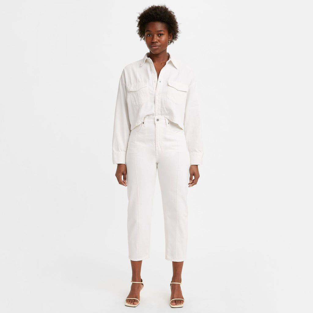 Blugi Relaxed Fit Cu Talie Inalta, Alb Murdar