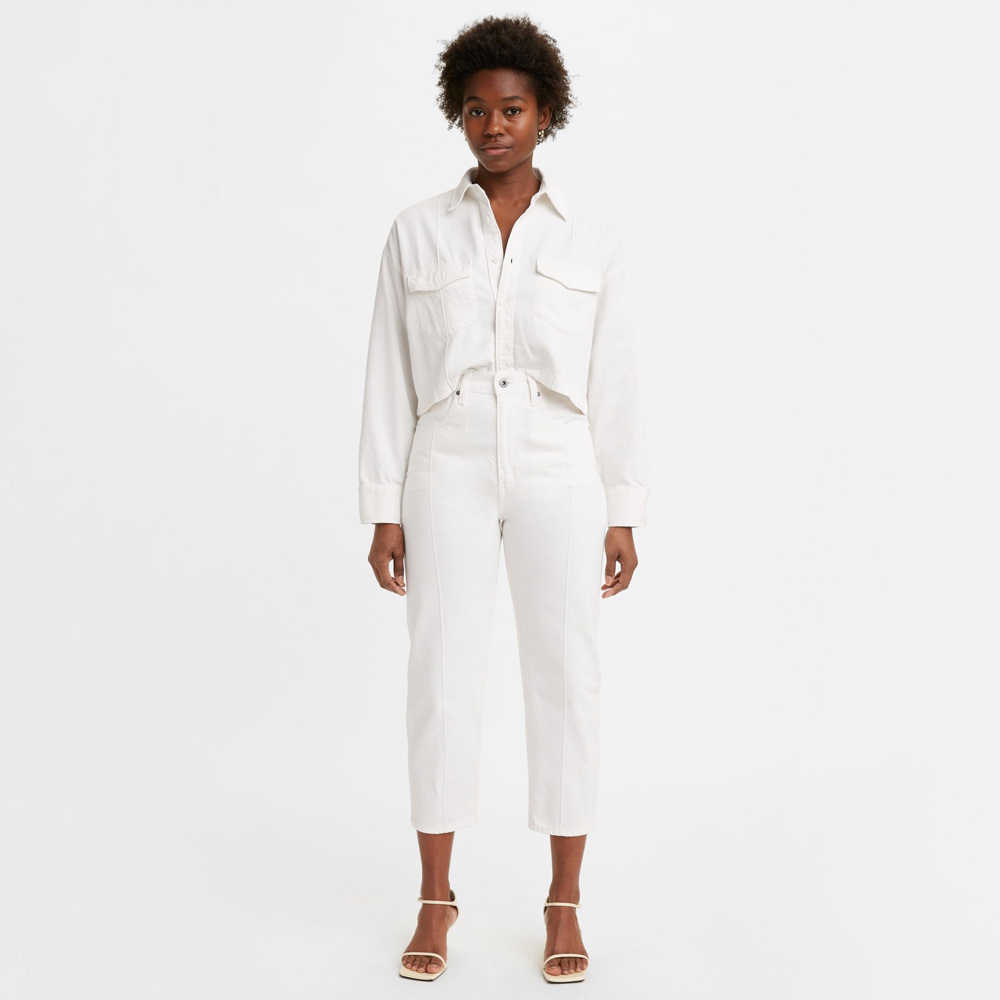 Blugi Relaxed Fit Cu Talie Inalta, Alb Murdar