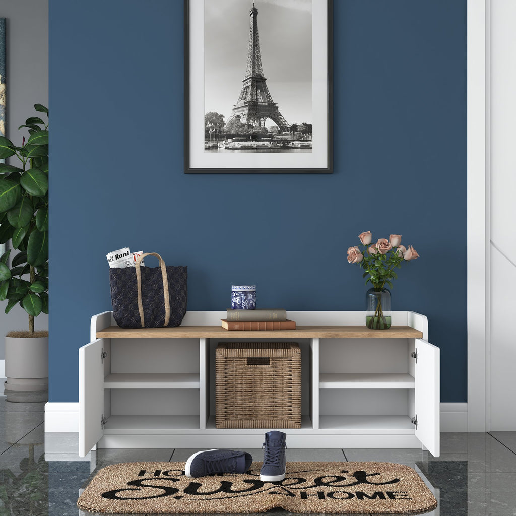 Shoe Cabinets P2 - White / Walnut