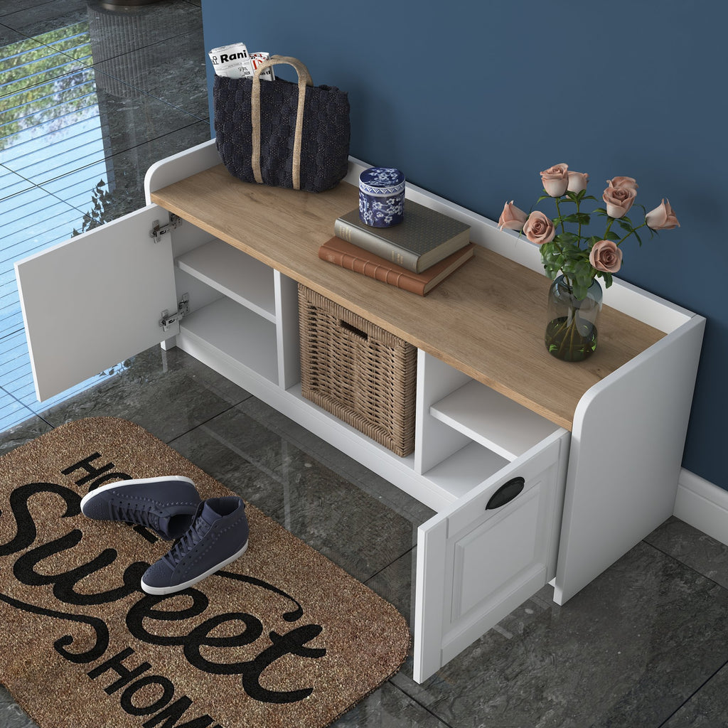 Shoe Cabinets P2 - White / Walnut