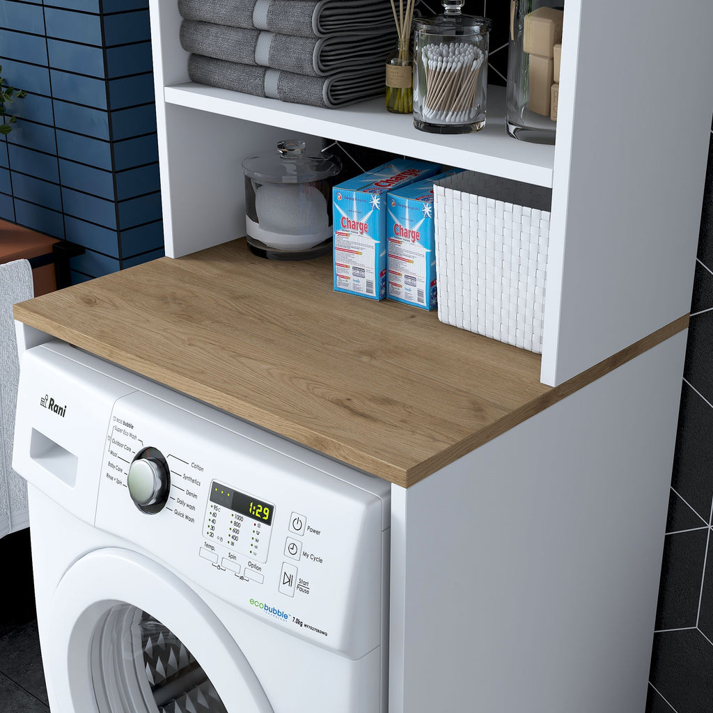 Meubles Lave-Linge Kd101 - Blanc / Noyer