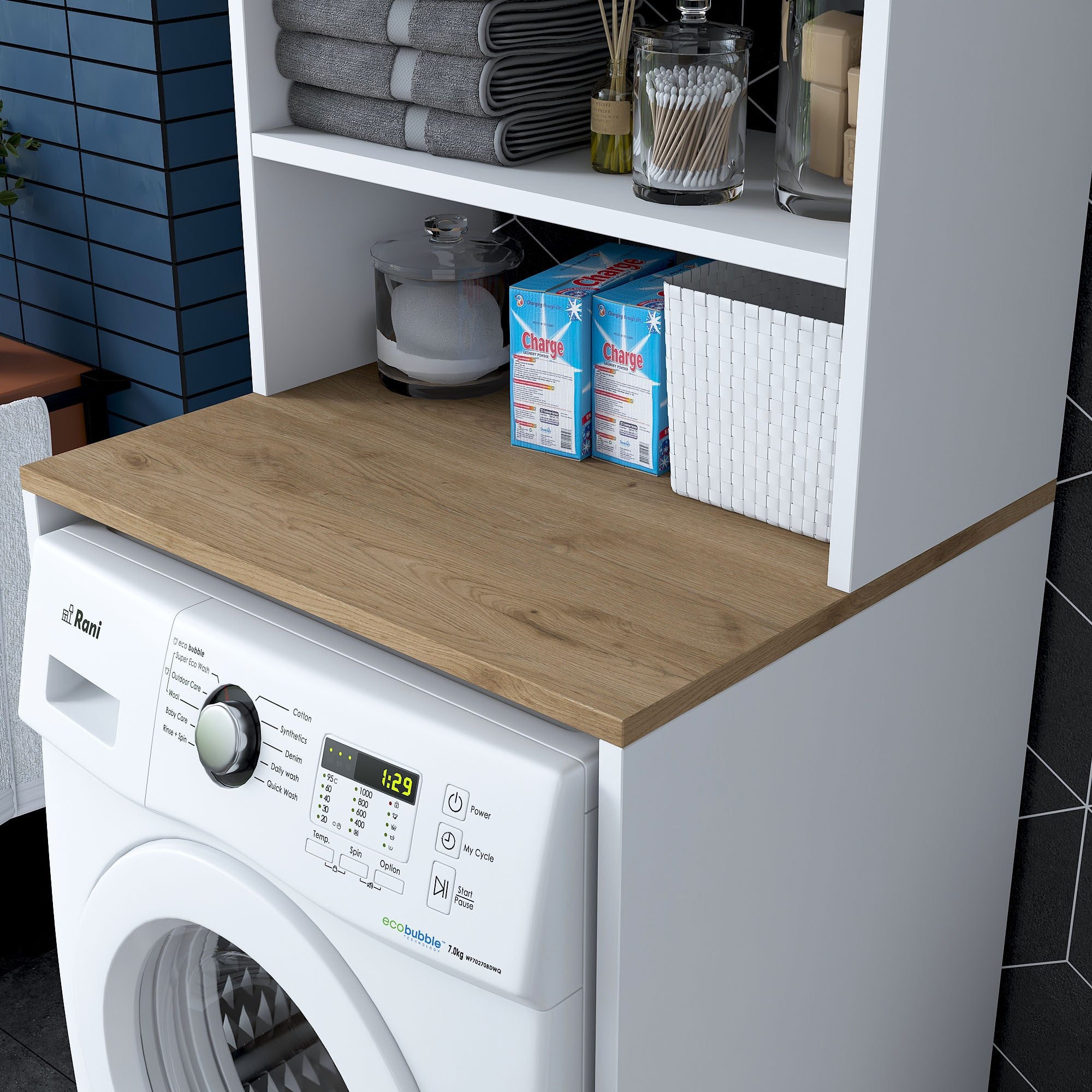 Meubles Lave-Linge Kd101 - Blanc / Noyer