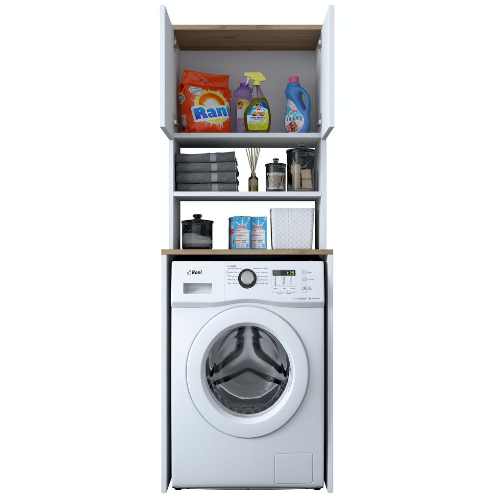 Meubles Lave-Linge Kd101 - Blanc / Noyer
