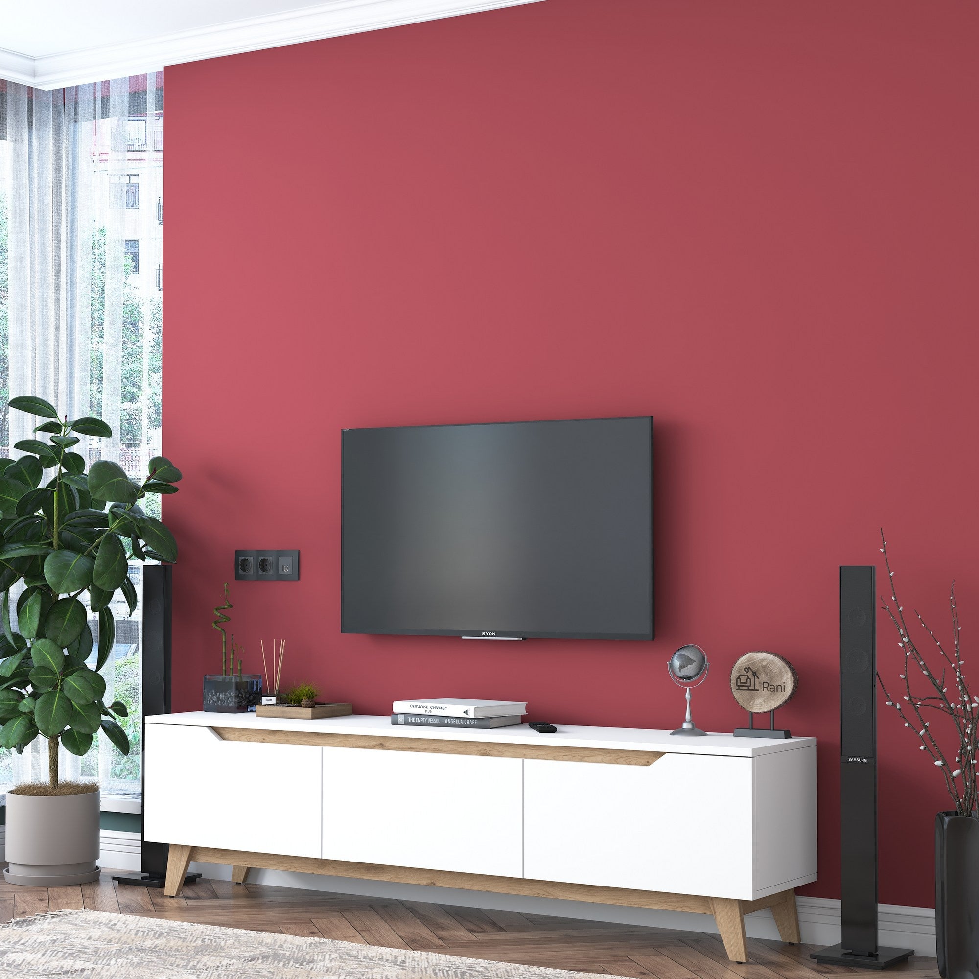 Muebles TV D1 - Blanco / Nogal
