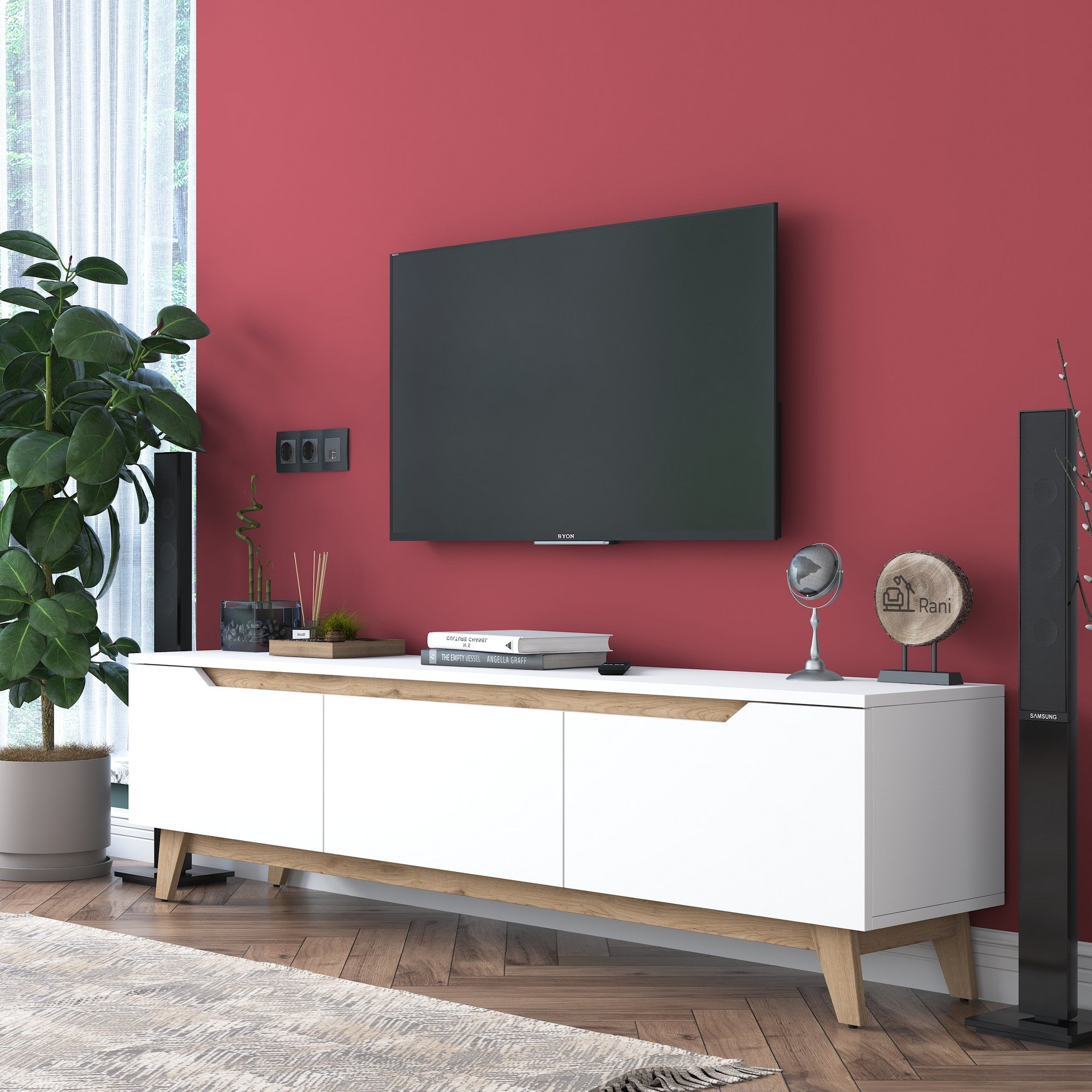 Muebles TV D1 - Blanco / Nogal