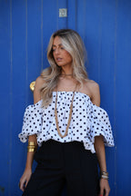 Blusa Sola De Lunares - Blanco/Negro