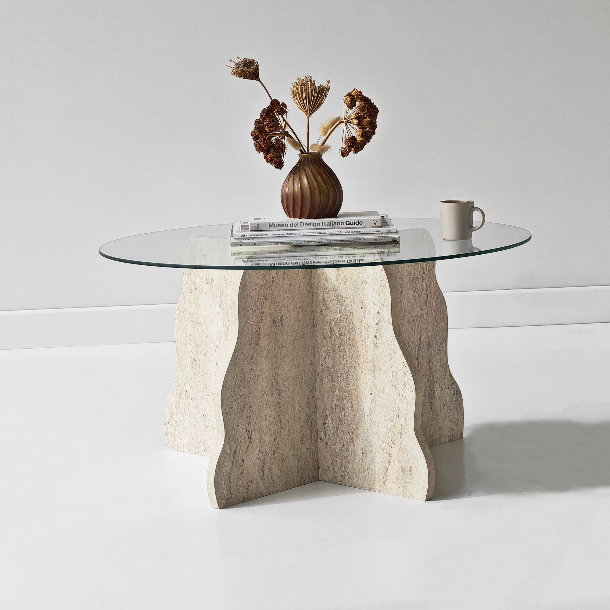 Tables Basses Butterfly - Travertin / Transparent