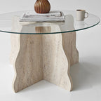 Tables Basses Butterfly - Travertin / Transparent