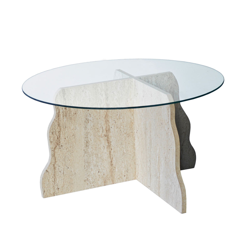 Tables Basses Butterfly - Travertin / Transparent
