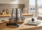 Batterie 10 Pièces - Acier Inoxydable - Couvercles Verre - Inox