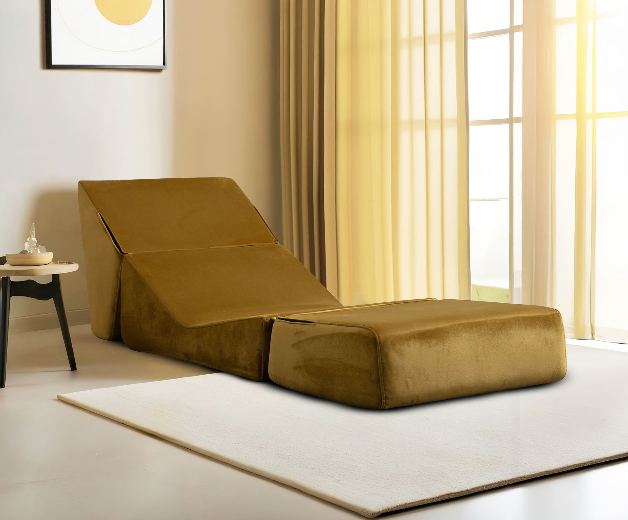 1-Seater Convertible Sofa Bed Origami - Mustard